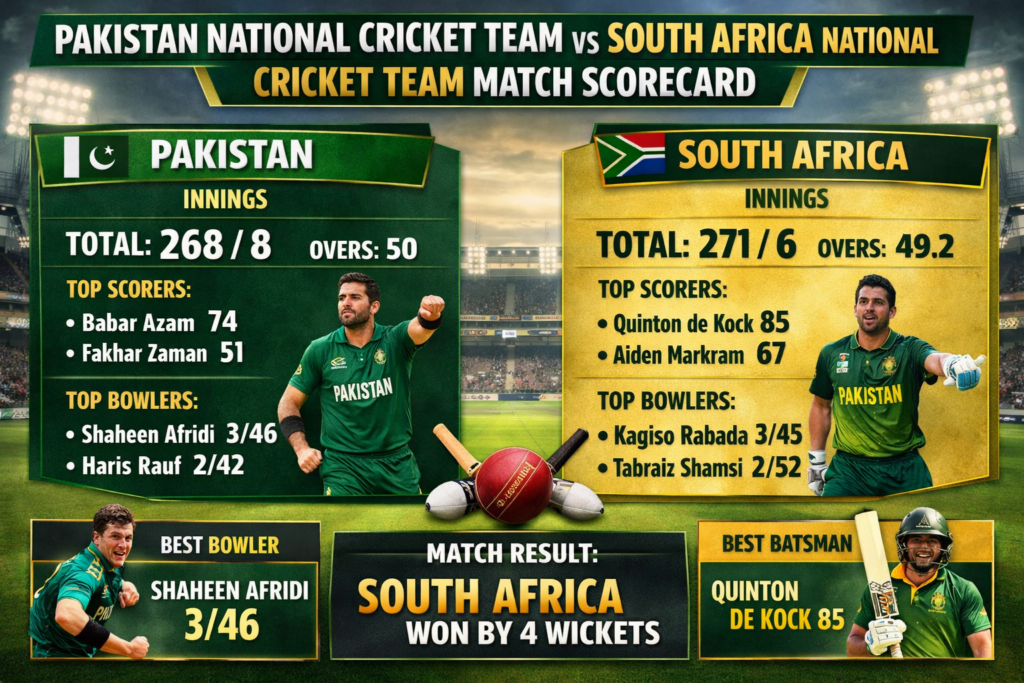 pakistan national cricket team vs south africa national cricket team match scorecard